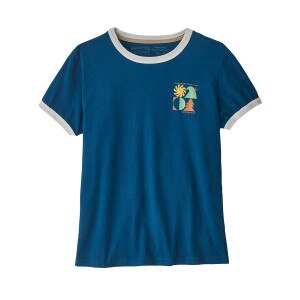 Patagonia Spirited Seasons Organic Ringer Tee Women's in Lagom Blue